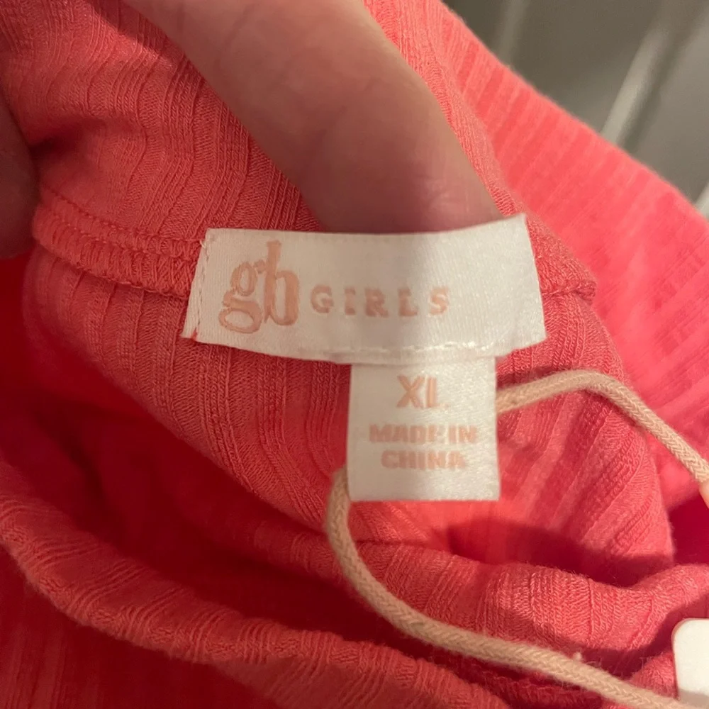 GB Girls Coral Ribbed Sleeveless Top Size XL